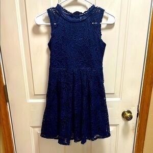 Blush by US Angels Navy Blue Lace Sleeveless Formal Dress size 10